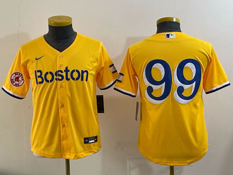 Youth 2025 Boston Red Sox #99 No Name Yellow Nike MLB Jersey 06